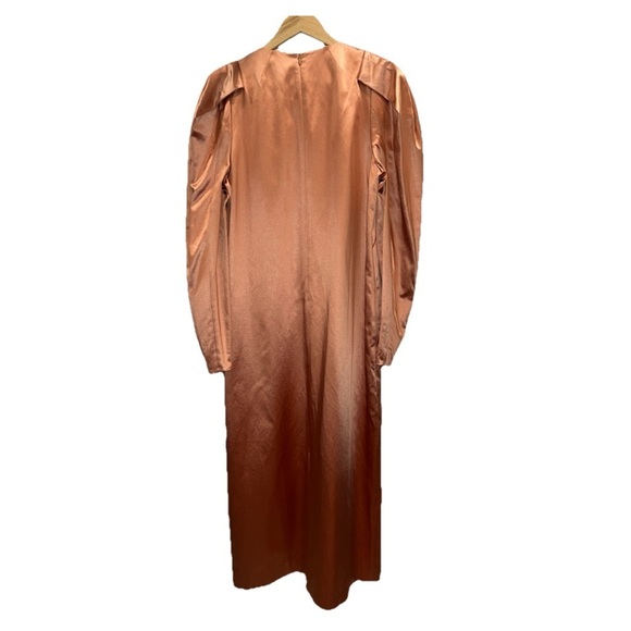 Ulla Johnson Silvana Dress Copper Satin Midi Long Sleeve Boho Sz 8 Cocktail NWT - Picture 5 of 16